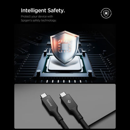 Data- en Oplaadkabel USB-C - USB-C Spigen EB10015CC, 100W, 1.5m, Zwart ACA10421