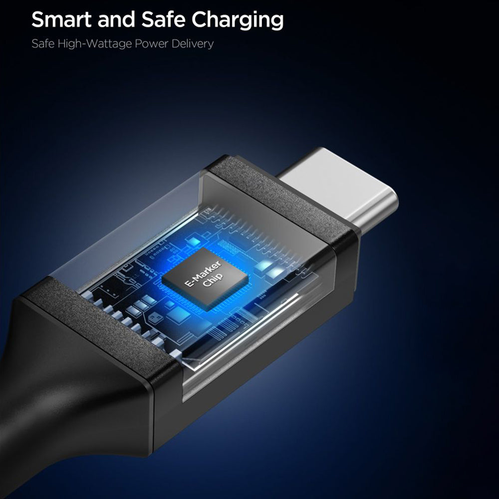 Data- en Oplaadkabel USB-C - USB-C Spigen EB10020CC, 100W, 2m, Zwart