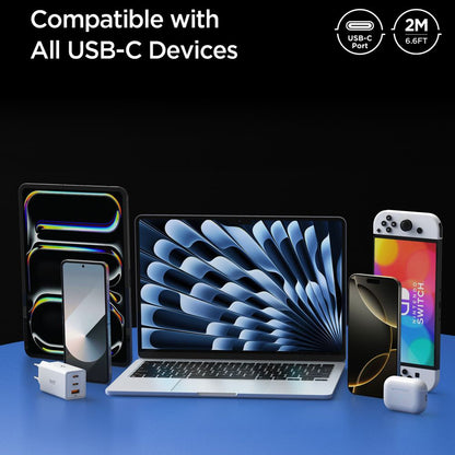 Data- en Oplaadkabel USB-C - USB-C Spigen EB10020CC, 100W, 2m, Zwart