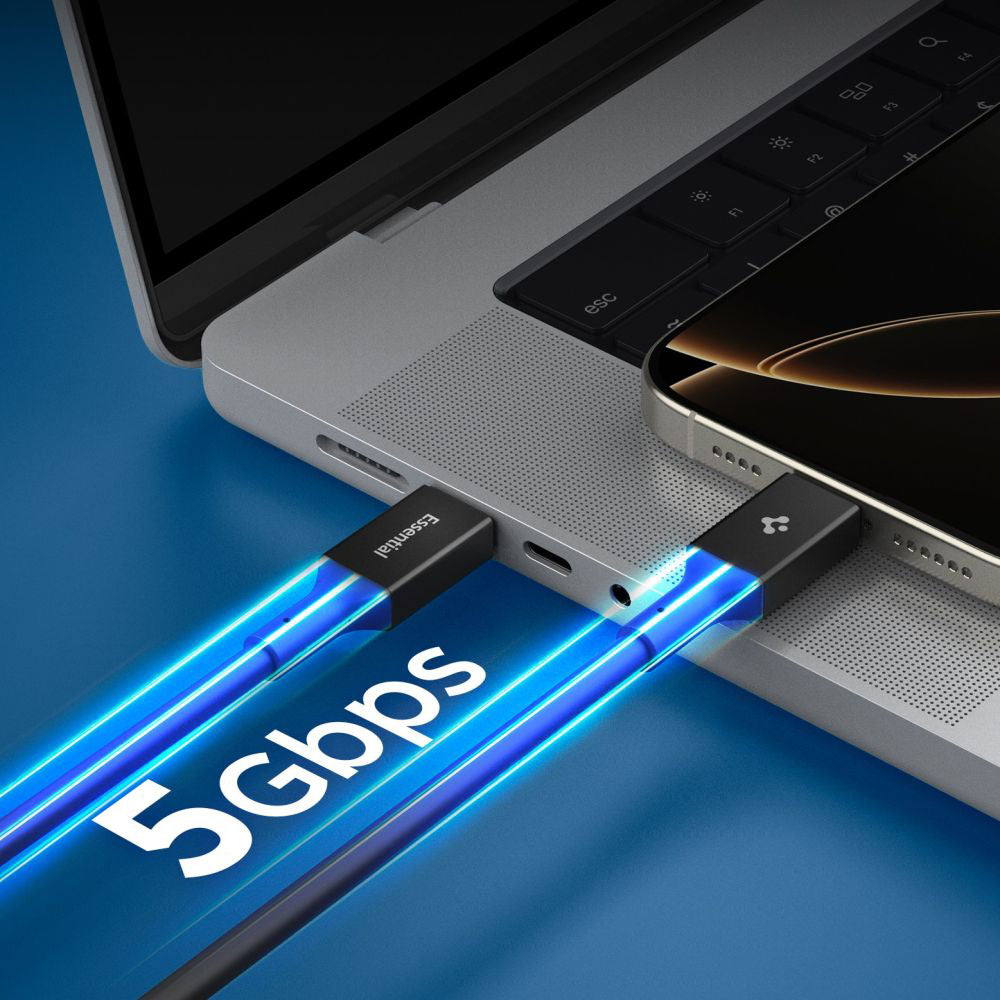 Data- en Oplaadkabel USB-C - USB-C Spigen EB10020CC, 100W, 2m, Zwart