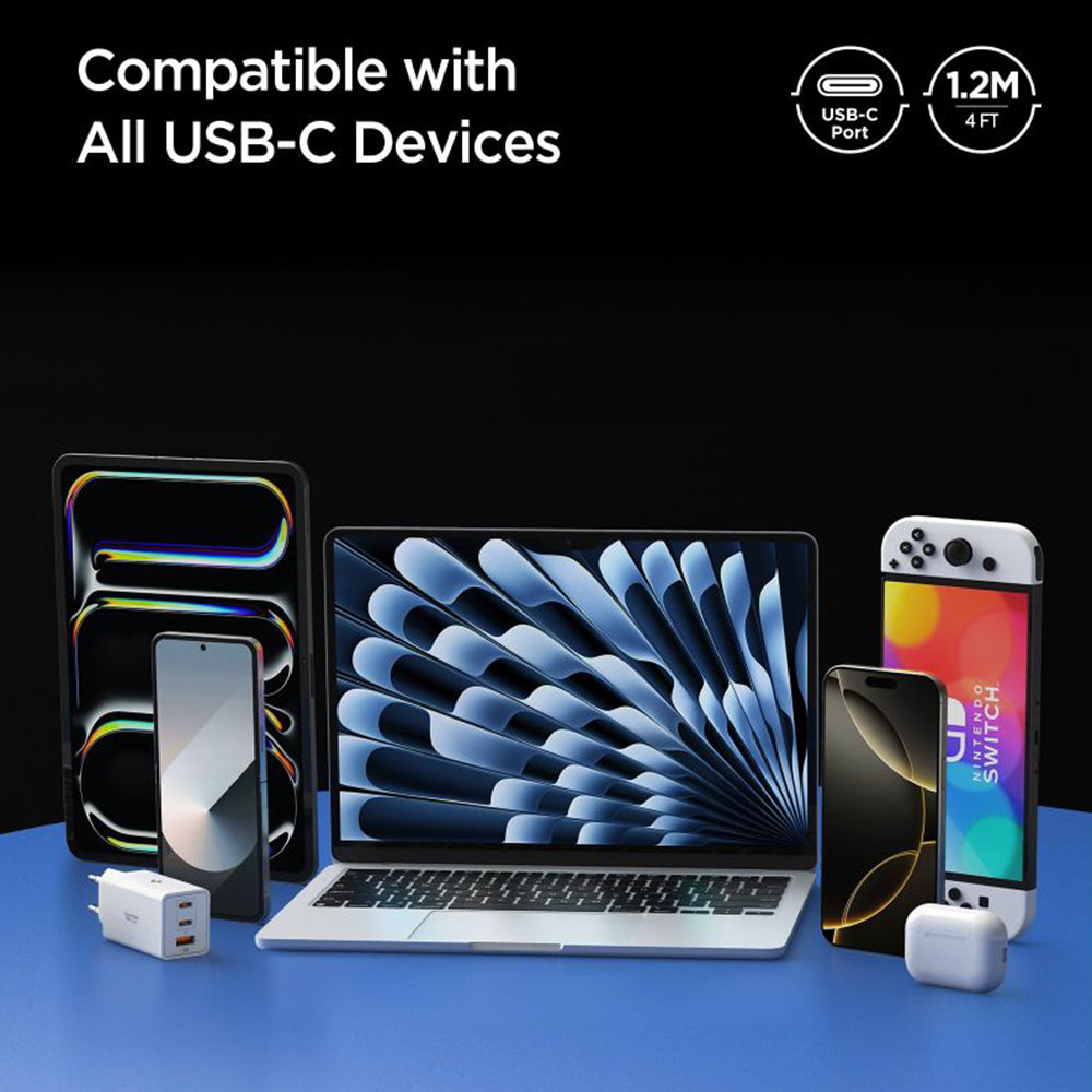 Data- en Oplaadkabel USB-C - USB-C Spigen EB24012CC, 240W, 1.2m, Wit