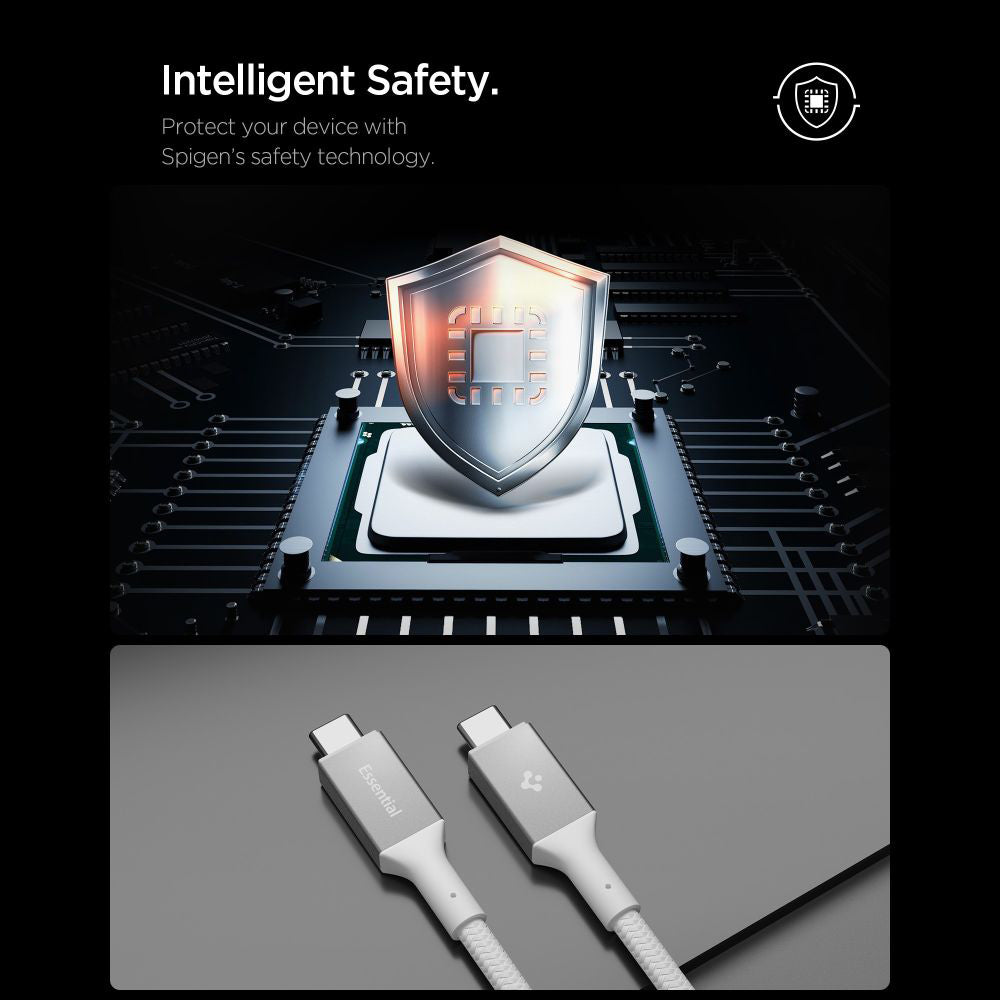 Data- en Oplaadkabel USB-C - USB-C Spigen EB24015CC, 240W, 1.5m, Wit ACA10422