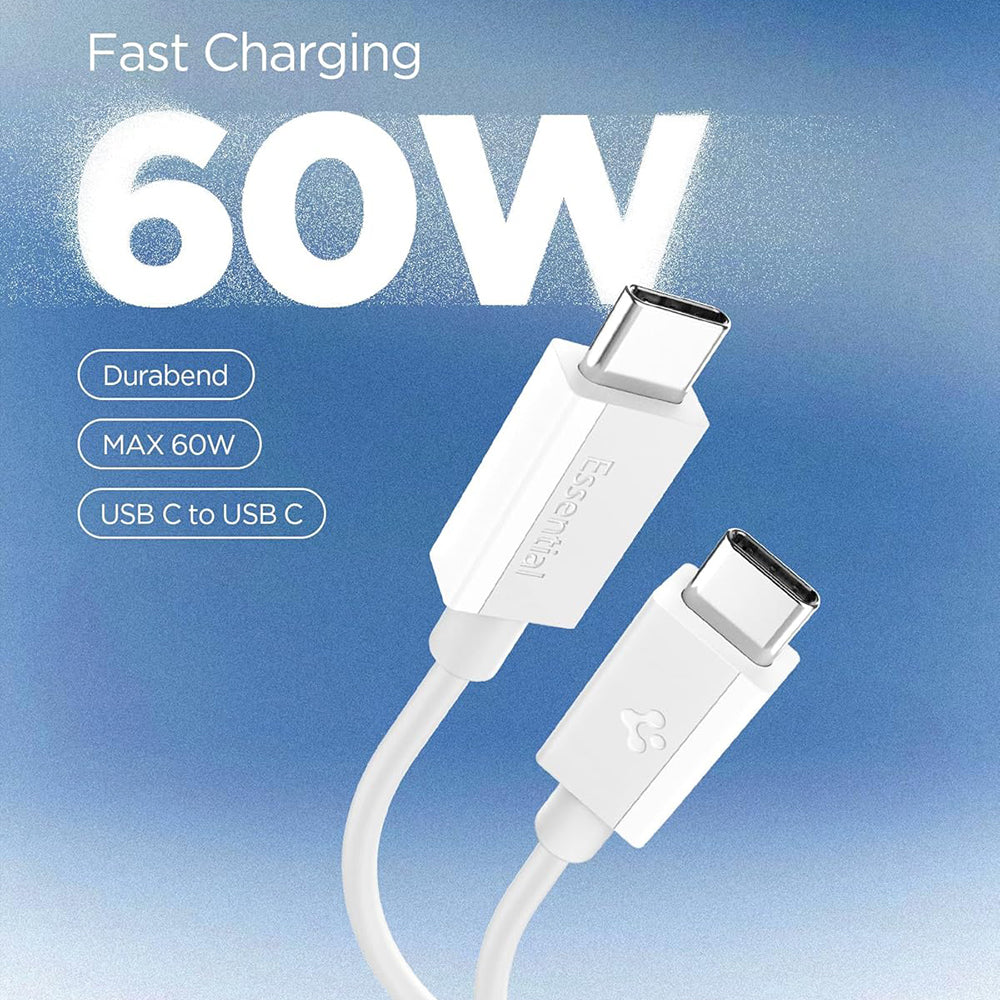 USB-C Data- en Oplaadkabel - USB-C Spigen EB6015CC, 60W, 1,5m, Wit ACA10416