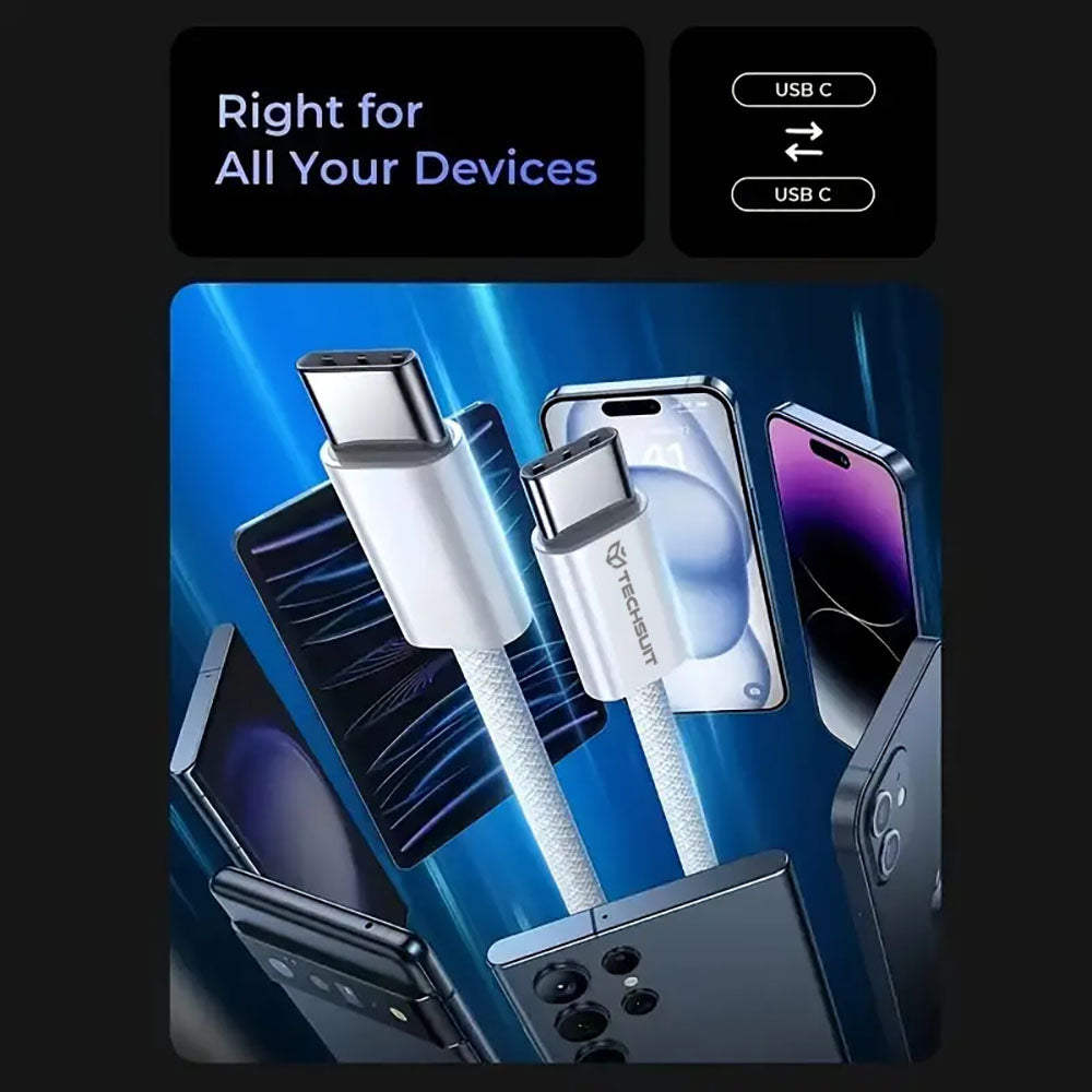 Daten- und Ladekabel USB-C - USB-C Techsuit PCB114D, 60W, 1m, Schwarz