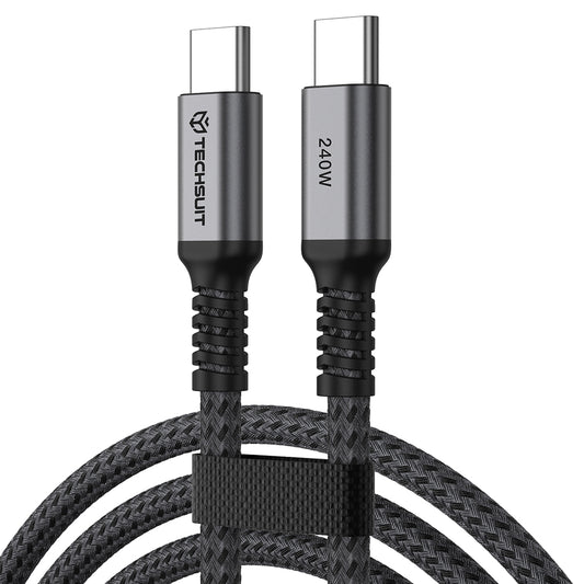 USB-C Data- en Oplaadkabel - USB-C Techsuit TitanSync Pro CX2, 240W, 1m, Grijs