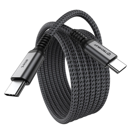 USB-C Data- en Oplaadkabel - USB-C Techsuit TitanSync Pro CX2, 240W, 2m, Grijs