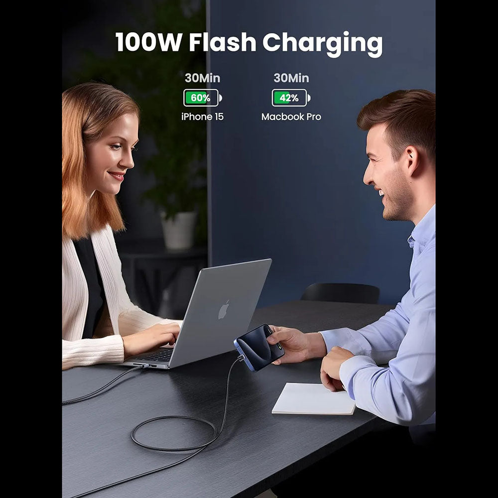 Câble de Données et de Charge USB-C - USB-C UGREEN L512, 100W, 1m, Gris