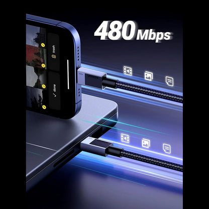 Câble de Données et de Charge USB-C - USB-C UGREEN L512, 100W, 1m, Gris