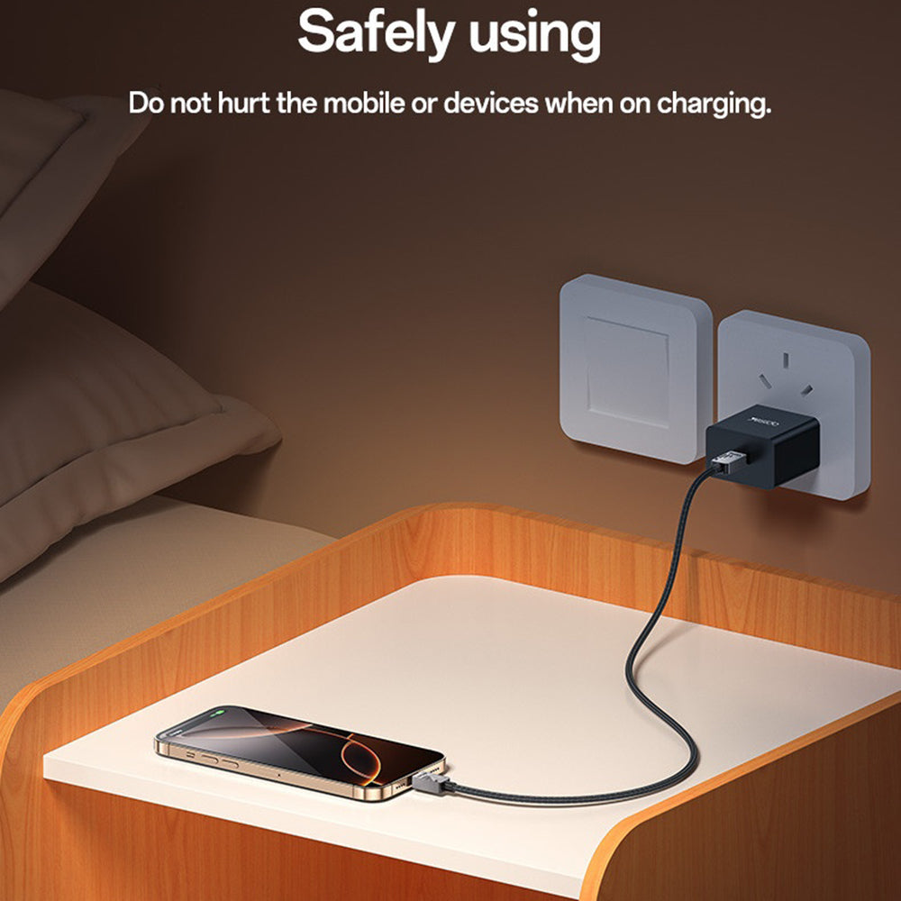 Câble de Données et de Charge USB-C - USB-C Yesido CA196, 60W, 1.2m, Noir