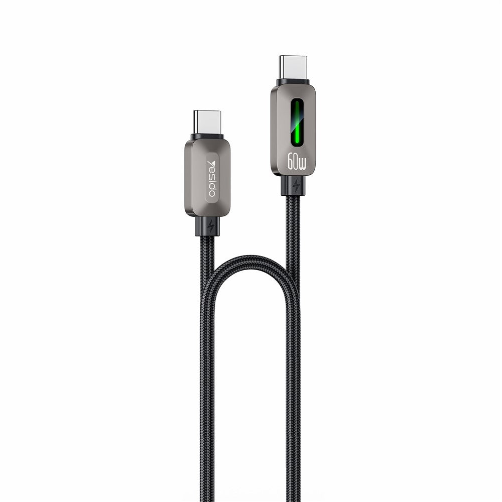 USB-C Daten- und Ladekabel - USB-C Yesido CA198, 60W, 1,2m, Schwarz