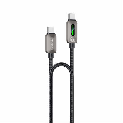 USB-C Daten- und Ladekabel - USB-C Yesido CA198, 60W, 1,2m, Schwarz