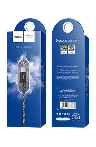 USB-A - USB-C Datakabel en Oplaadkabel HOCO X14 Times, 18W, 2m, Zwart