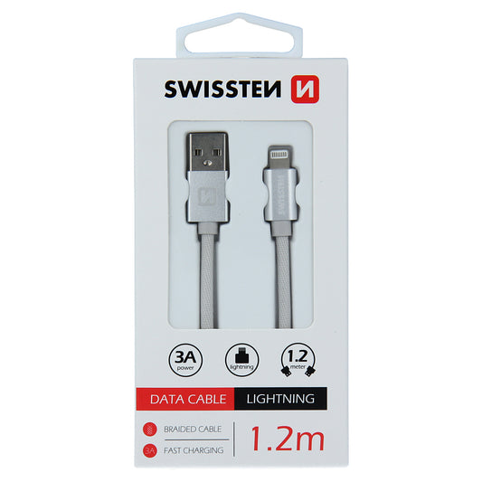 Data- en oplaadkabel USB-A - Lightning Swissten, 18W, 1,2 m, Zilver 71524203