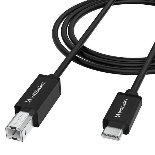 Printerkabel WZK WKDDY2S, USB-C - USB-B, 2m, Zwart