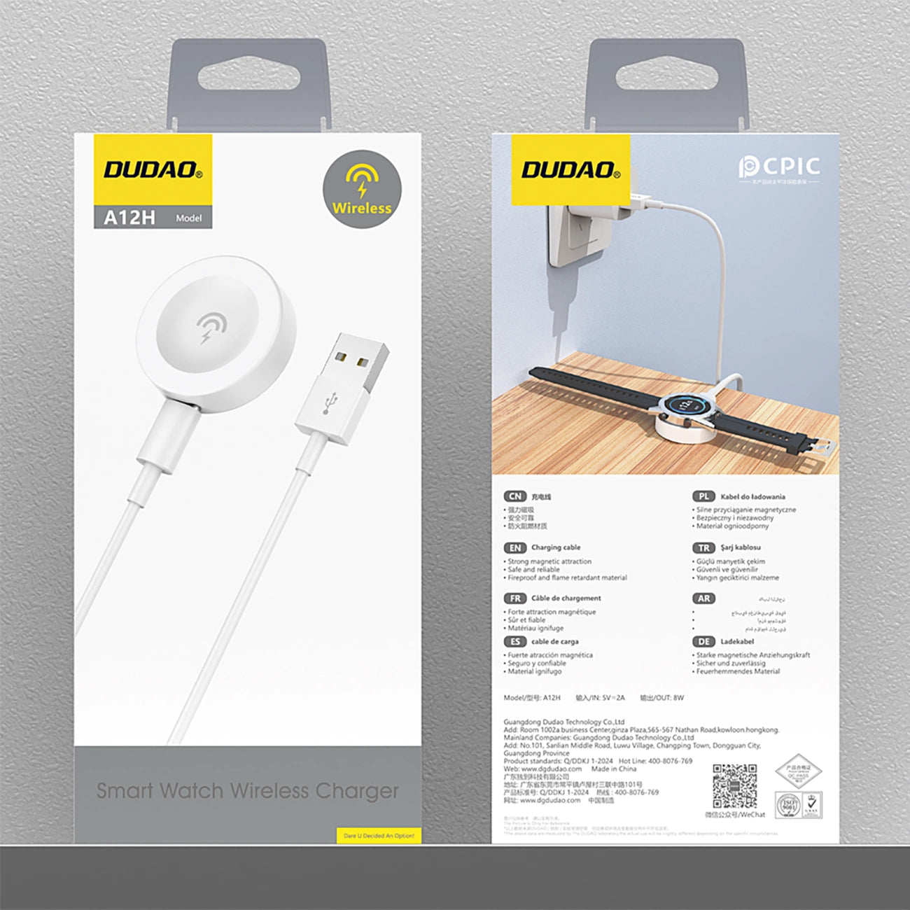 Draadloze Oplader Dudao A12H voor Huawei Watch Series, USB-A, Wit