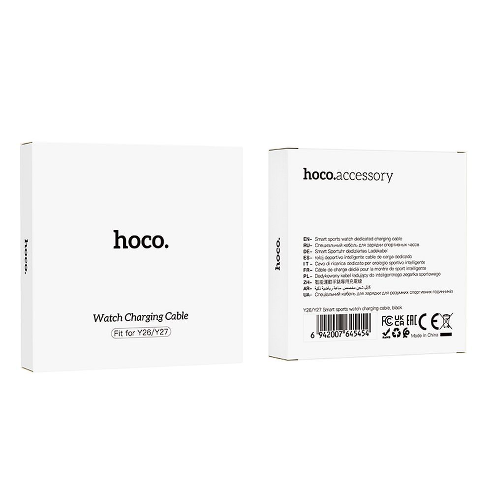 Oplaadkabel voor Smartwatch HOCO Y26 / Y27, USB-A, Zwart