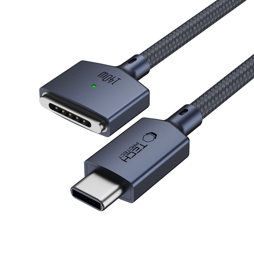 Câble de charge Tech-Protect MMC01 Ultraboost, USB-C - MagSafe 3, 140W, 2m, Bleu marine