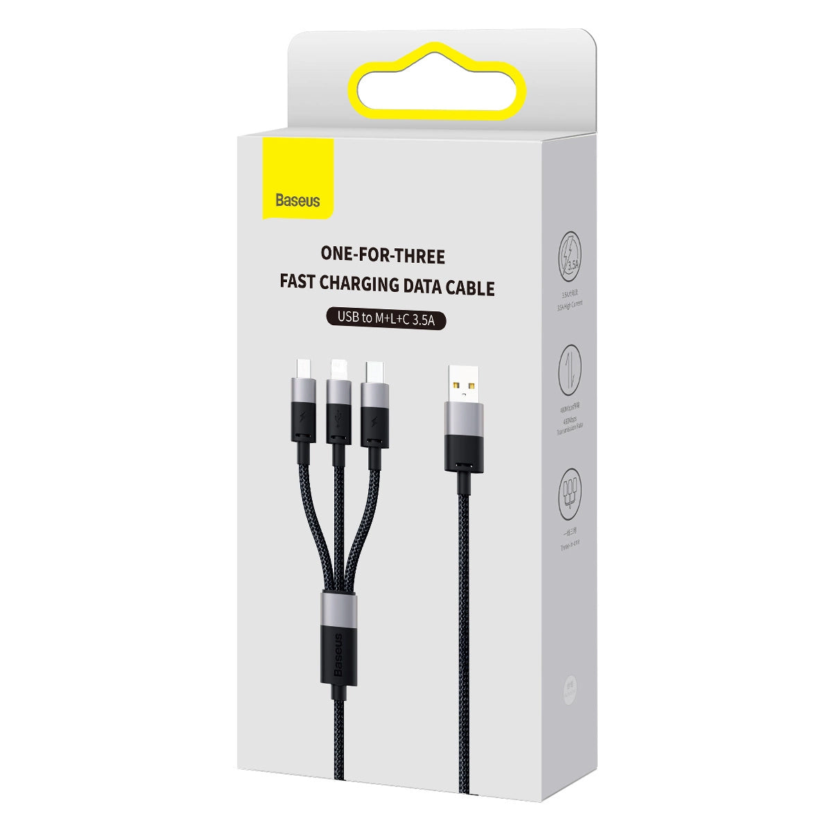 Oplaadkabel USB-A - Lightning / microUSB / USB-C Baseus StarSpeed 3in1, 18W, 1,2 m, zwart CAXS000001 CAXS000001 