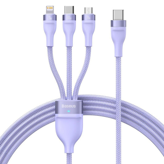 Câble de Chargement USB-A - Lightning / microUSB / USB-C Baseus Flash Series II 3en1, 100W, 1.2m, Mauve CASS030005