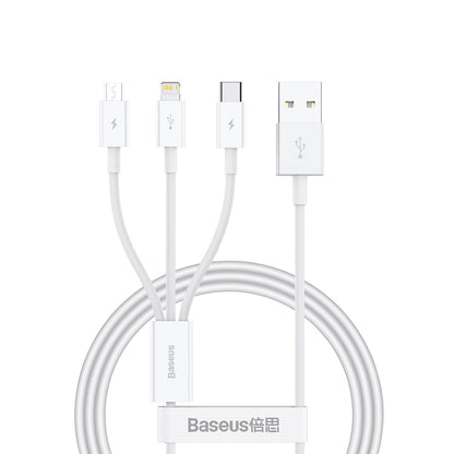 Câble de Chargement USB-A - Lightning / microUSB / USB-C Baseus Superior 3in1 Series, 20W, 1m, Blanc P10320105221-00