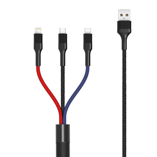 Câble de Chargement USB-A - Lightning / microUSB / USB-C XO Design NB54, 18W, 1.2m, Multicolore