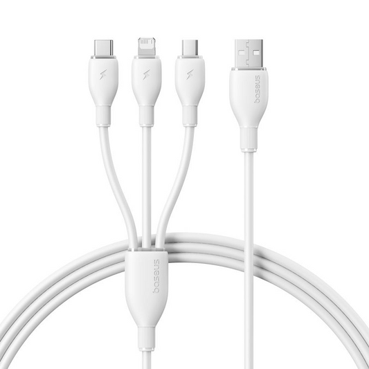 Câble de charge USB-A - Lightning / microUSB / USB-C Baseus Ultra Fast 3en1, 18W, 1,3m, Blanc P10376303211-00