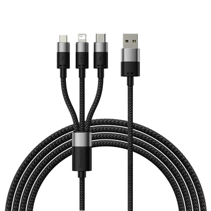 Oplaadkabel USB-A - Lightning / microUSB / USB-C Baseus StarSpeed 3in1, 18W, 1,2 m, zwart CAXS000001 CAXS000001 