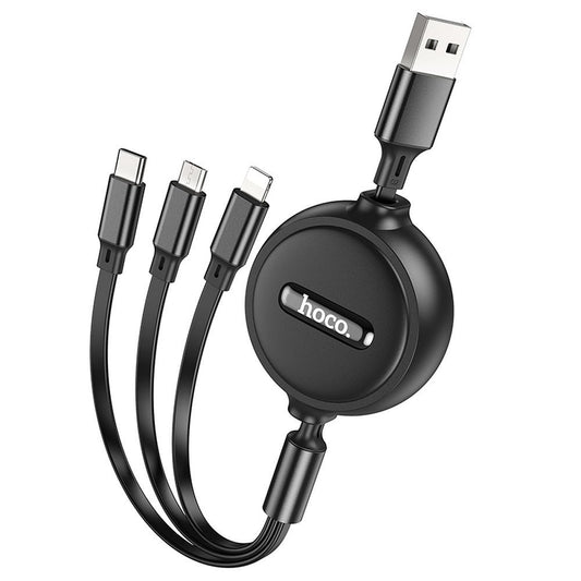 Ladekabel USB-A - Lightning / microUSB / USB-C HOCO X75 3in1, 18W, 1m, Schwarz