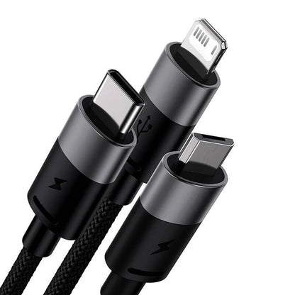 USB-A Charging Cable - Lightning / microUSB / USB-C Baseus StarSpeed 3in1, 20W, 0.6m, Black P10319900111-00