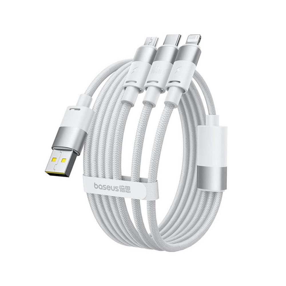 Câble de Chargement USB-A - Lightning / microUSB / USB-C Baseus StarSpeed, 100W, 1.5m, Blanc P10319900211-00