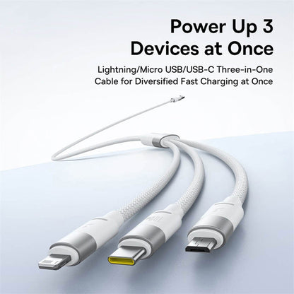 Câble de Chargement USB-A - Lightning / microUSB / USB-C Baseus StarSpeed, 100W, 1.5m, Blanc P10319900211-00