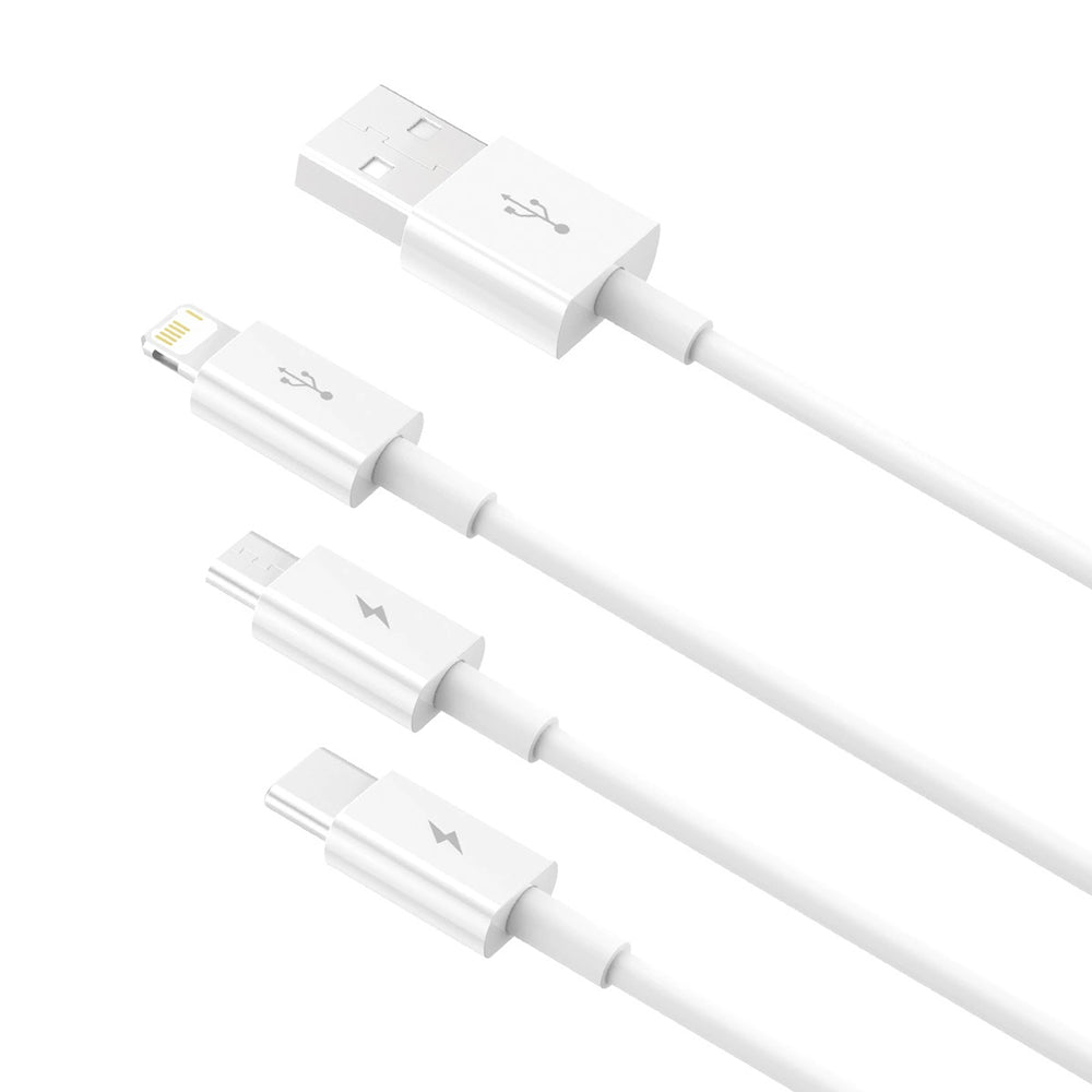 Câble de Chargement USB-A - Lightning / microUSB / USB-C Baseus Superior 3in1 Series, 20W, 1m, Blanc P10320105221-00