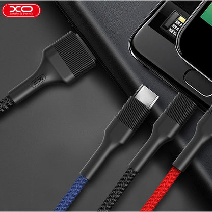 Câble de Chargement USB-A - Lightning / microUSB / USB-C XO Design NB54, 18W, 1.2m, Multicolore