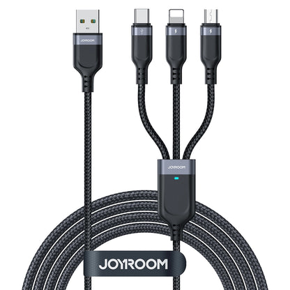 Câble de Chargement USB-A - Lightning / microUSB / USB-C Joyroom S-A18 3en1, 20W, 0.3m, Noir