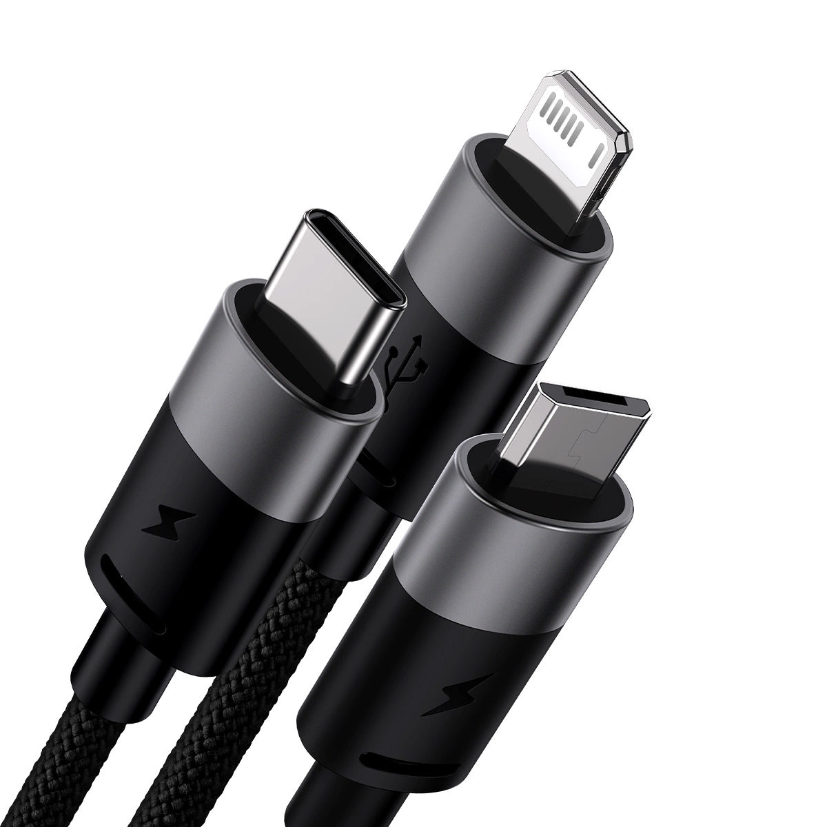 Oplaadkabel USB-A - Lightning / microUSB / USB-C Baseus StarSpeed 3in1, 18W, 1,2 m, zwart CAXS000001 CAXS000001 