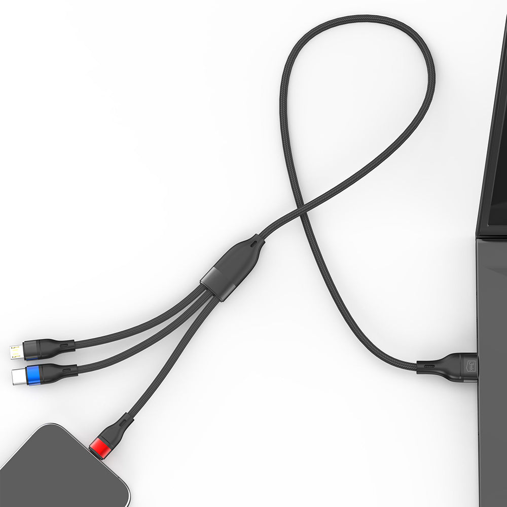Ladekabel USB-A - Lightning / microUSB / USB-C 3MK Hyper N, 18W, 1,2m, Schwarz