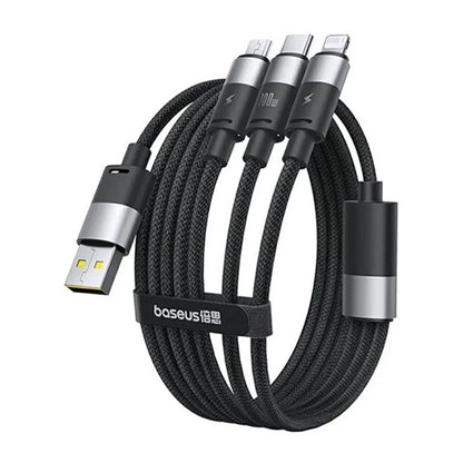 Câble de Chargement USB-A - Lightning / microUSB / USB-C Baseus StarSpeed 3en1, 100W, 1.5m, Noir P10319900111-01