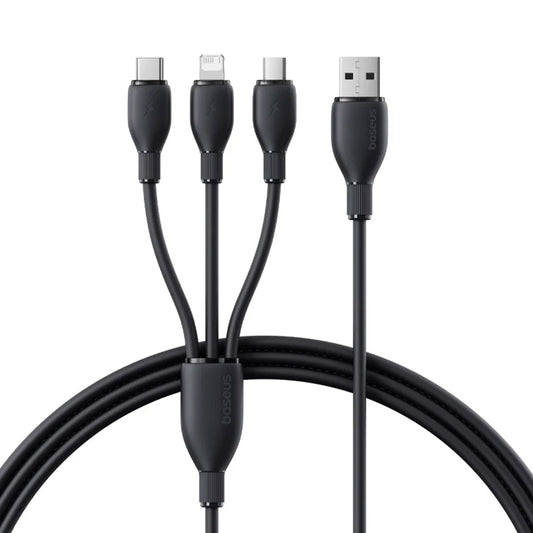 Câble de Chargement USB-A - Lightning / microUSB / USB-C Baseus Ultra Rapide 3en1, 18W, 1.3m, Noir P10376303121-00