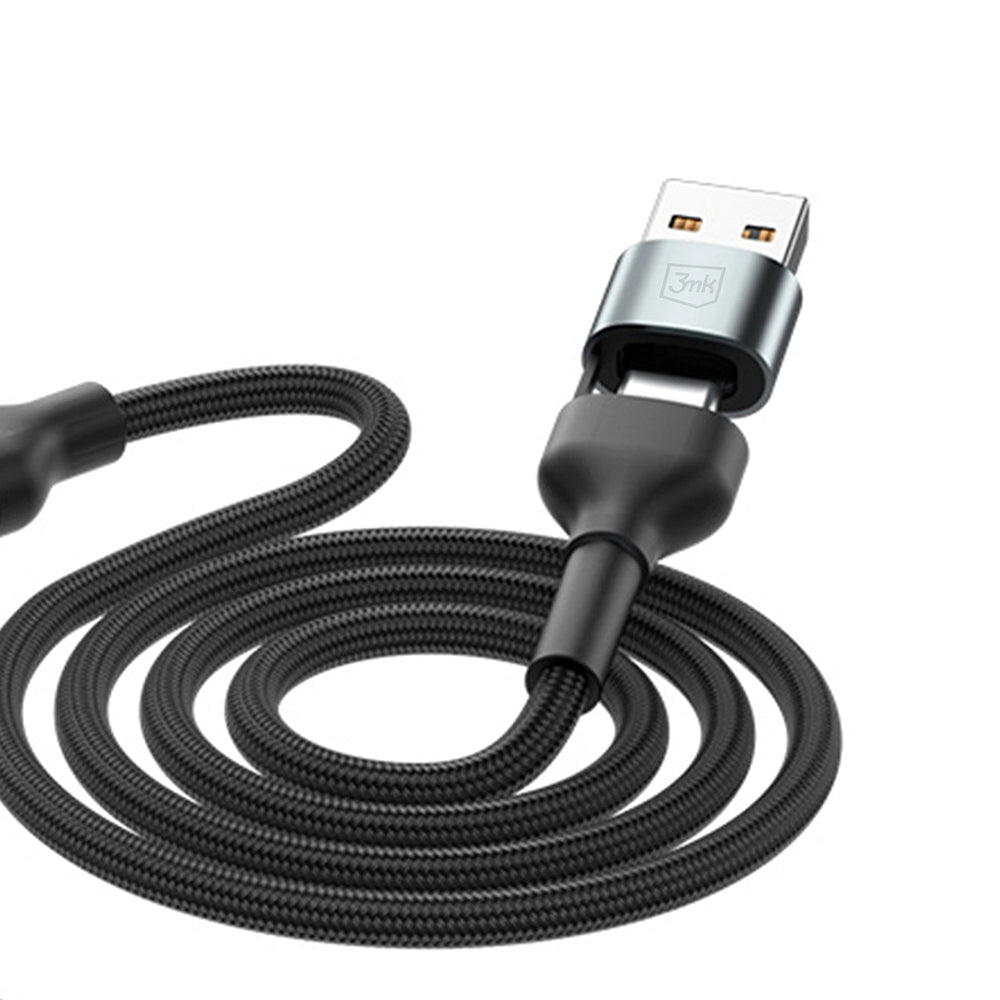 USB-A / USB-C Ladekabel - Lightning / microUSB / USB-C 3MK Hyper N, 18W, 1.2m, Schwarz