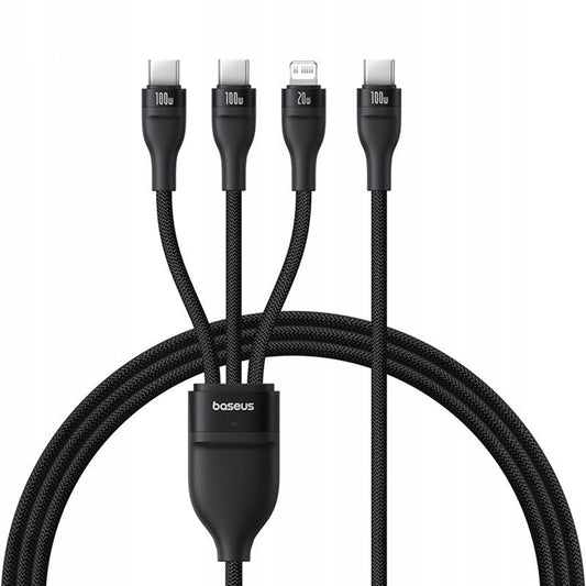 USB-C - Lightning Oplaadkabel / 2 x USB-C Baseus Flash Series III 3in1, 100W, 1.5m, Zwart P10377502111-00