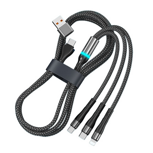 USB-C / USB-A - Lightning / microUSB / USB-C OEM B6 oplaadkabel, 100W, 1,2m, zwart