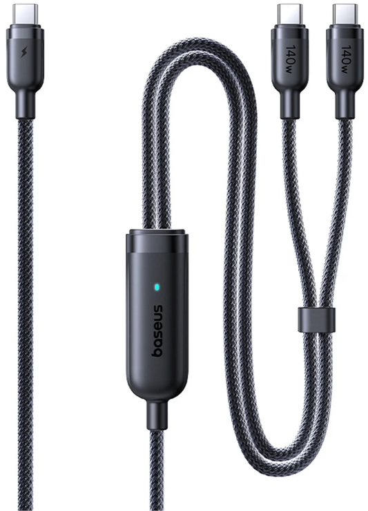 USB-C Oplaadkabel - 2 x USB-C Baseus Flash 4 2in1, 140W, 1,5m, Zwart E0426X00