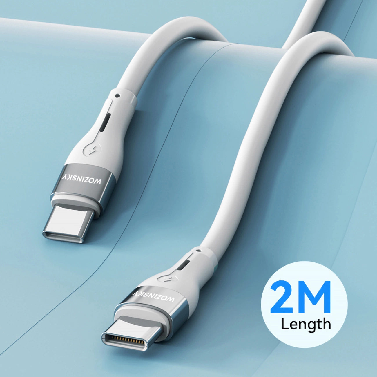 Câble de charge USB-C - USB-C WZK WSTCC2, 65W, 2m, blanc 