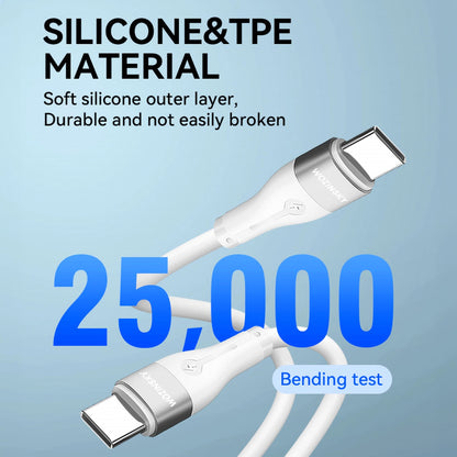 USB-C oplaadkabel - USB-C WZK WSTCC1, 65W, 1m, Wit 