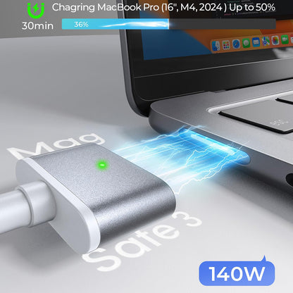 Câble de Chargement USB-C - MagSafe 3 Lisen, 140W, 2m, Argenté YL0123070001