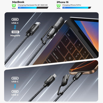 USB-C Oplaadkabel - USB-C / MagSafe 3 Lisen, 140W, 2m, Grijs YL0124070021