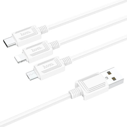 Oplaadkabel USB-A - Lightning / microUSB / USB-C HOCO X74 3in1, 18W, 1m, Wit