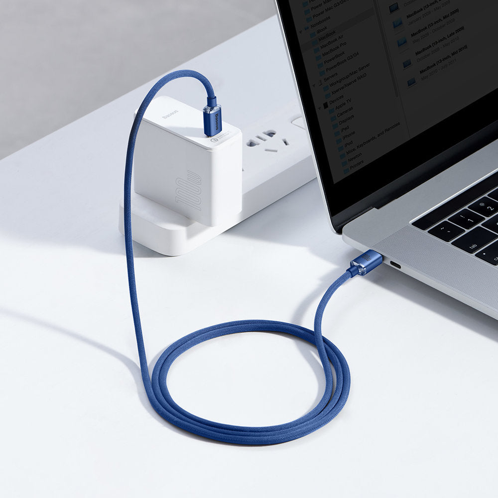 USB-C Data- en oplaadkabel - USB-C Baseus Crystal Shine Series, 100W, 1,2 m, Blauw CAJY000603