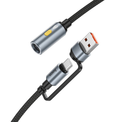 Elektrisches Feuerzeug HOCO UA38B, USB-C / USB-A, 0,3m, Schwarz