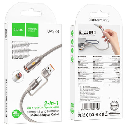 Elektrisches Feuerzeug HOCO UA38B, USB-C / USB-A, 0,3m, Gold